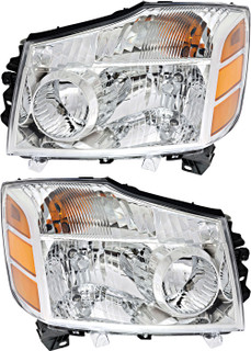 2004-2007 Nissan Titan Headlights Driver Left and Passenger Right Side Halogen