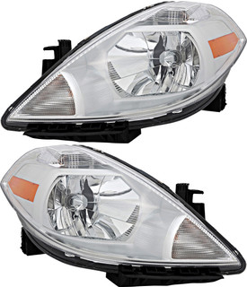 2007-2011 Nissan Versa Sedan Headlights Driver Left and Passenger Right Side Halogen