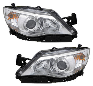 2008-2009 Subaru Impreza Headlights Driver Left and Passenger Right Side Halogen Chrome Trim