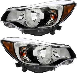 2015-2016 Subaru Impreza Headlights Driver Left and Passenger Right Side Halogen Black Trim
