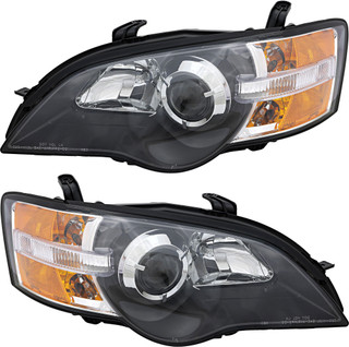 2005 Subaru Legacy Headlights Driver Left and Passenger Right Side Halogen Black Trim