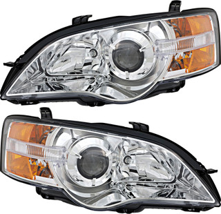 2006-2007 Subaru Legacy Headlights Driver Left and Passenger Right Side Halogen Chrome Trim