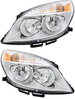 2007-2010 Saturn Aura Headlights Driver Left and Passenger Right Side Halogen