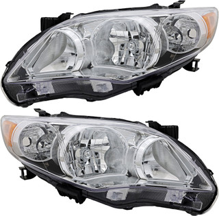 2011-2013 Toyota Corolla Headlights Driver Left and Passenger Right Side Halogen Chrome Trim Japan Built