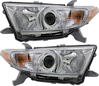 2011-2013 Toyota Highlander Headlights Driver Left and Passenger Right Side Halogen