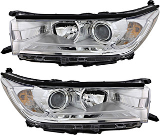 2017-2019 Toyota Highlander Headlights Driver Left and Passenger Right Side Halogen Chrome Trim