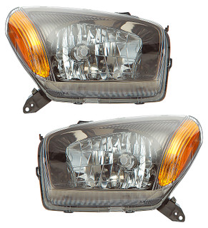 2001-2003 Toyota RAV4 Headlights Driver Left and Passenger Right Side Halogen Black Trim