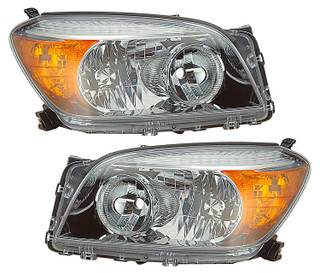 2006-2008 Toyota RAV4 Headlights Driver Left and Passenger Right Side Halogen Black Trim