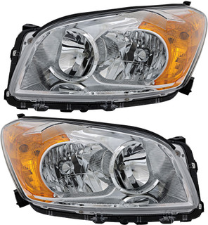 2009-2012 Toyota RAV4 Base/Limited Headlights Driver Left and Passenger Right Side Halogen Chrome Trim Japan Built