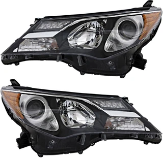 2013-2015 Toyota RAV4 Headlights Driver Left and Passenger Right Side Halogen Black Trim Japan Built