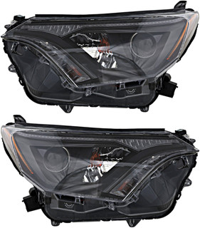 2016-2018 Toyota RAV4 Headlights Driver Left and Passenger Right Side Halogen Black Trim NA Built