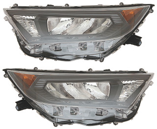 2019-2021 Toyota RAV4 Headlights Driver Left and Passenger Right Side Halogen Black Trim Japan Built