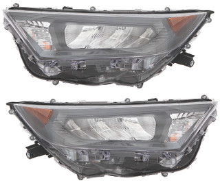 2019-2021 Toyota RAV4 Headlights Driver Left and Passenger Right Side Halogen Black Trim NA Built
