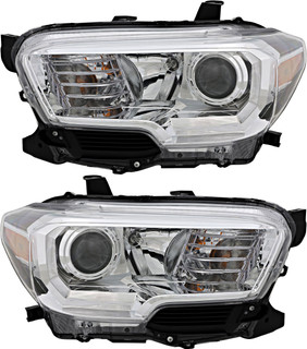 2019-2021 Toyota Tacoma Headlights Driver Left and Passenger Right Side Halogen With Fog Light