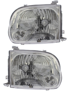 2005-2006 Toyota Tundra Double Cab Headlights Driver Left and Passenger Right Side Halogen