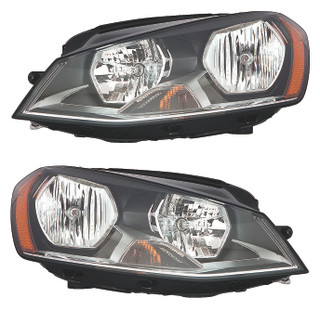 2014-2015 Volkswagen Golf Headlights Driver Left and Passenger Right Side Halogen