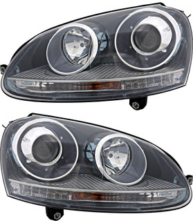 2005-2010 Volkswagen Jetta Headlights Driver Left and Passenger Right Side HID/Xenon