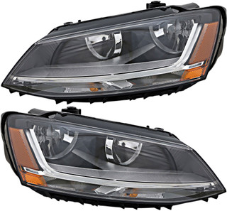 2015-2018 Volkswagen Jetta Headlights Driver Left and Passenger Right Side Halogen