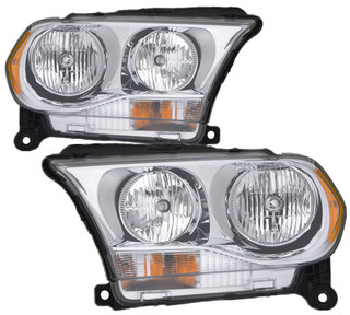 2011-2013 Dodge Durango Headlights Driver Left and Passenger Right Side Halogen Chrome Trim
