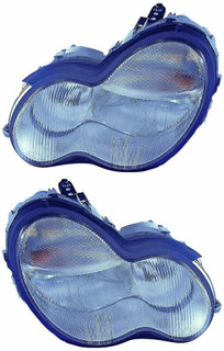 2001-2004 Mercedes Benz C Class Headlights Driver Left and Passenger Right Side Halogen
