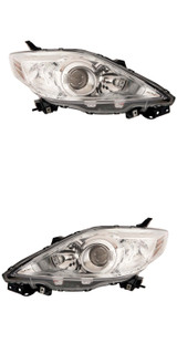 2008-2010 Mazda 5 Headlights Driver Left and Passenger Right Side Halogen Chrome Trim