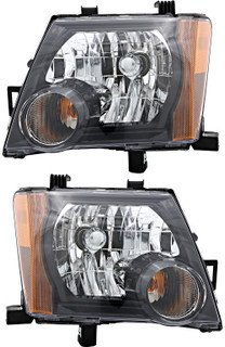 2008-2015 Nissan Xterra S/X Headlights Driver Left and Passenger Right Side Halogen Black Trim