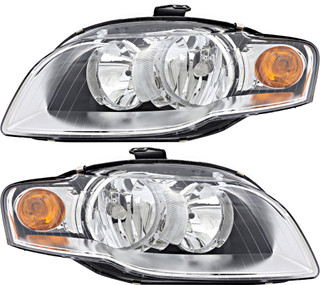 2007-2008 Audi RS4 Headlights Driver Left and Passenger Right Side Halogen