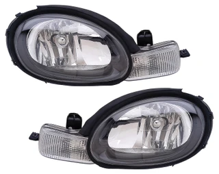 2001-2002 Dodge Neon Headlights Driver Left and Passenger Right Side Halogen Black Trim