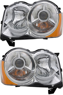 2008-2010 Jeep Grand Cherokee Headlights Driver Left and Passenger Right Side HID/Xenon
