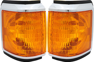 1987-1991 Ford F150 Corner Light Driver Left and Passenger Right Side With Chrome & Black Trim