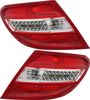 2008-2011 Mercedes Benz C Class Tail Light Driver Left and Passenger Right Side LED With Curve Lighting