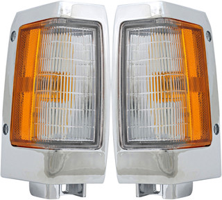 1990-1997 Nissan D21 Corner Light Driver Left and Passenger Right Side Chrome Trim