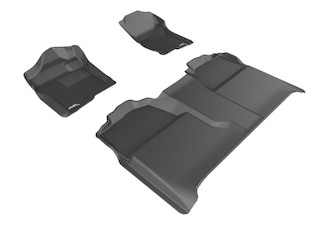 2007-2013 GMC Sierra 1500 Crew Cab Floor Mats Liners Front and Rear Row Kagu Black