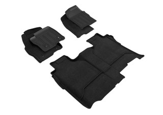 2019-2021 GMC Sierra 1500 Crew Cab Floor Mats Liners Front and Rear Row Elegant Hybrid Black