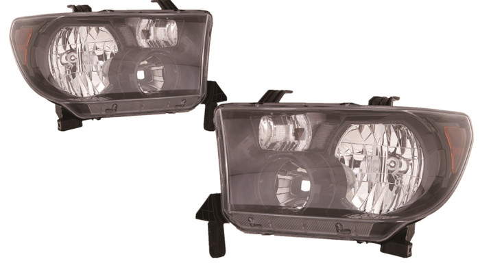 2009 Toyota Tundra Headlight Set Halogen Black Housing Pair Driver and Passenger Side