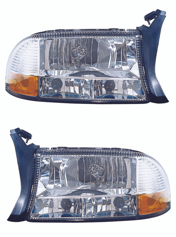 1999 Dodge Durango Headlight Set Halogen Chrome Housing Pair Driver and Passenger Side 1999 Dodge Durango Headlight Set Halogen Chrome Housing Pair Driver and Passenger Side