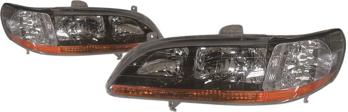 2000 Honda Accord Headlight Set Halogen Black Housing Pair Driver and Passenger Side