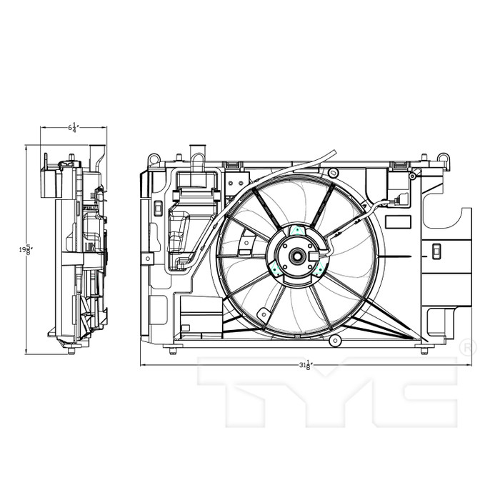 2017 Toyota Prius C Dual Radiator and Condenser Fan Assembly