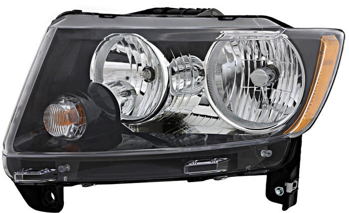 2013-2017 Jeep Compass Headlight Driver Left Side Halogen Black Trim