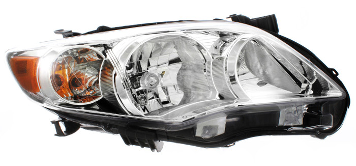 2011-2013 Toyota Corolla Base/CE/LE Headlight Passenger Right Side Halogen Chrome Trim Canada Built