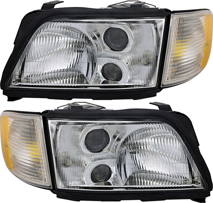 1995-1997 Audi A6 Headlights Driver Left and Passenger Right Side Halogen
