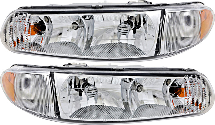 1997-2005 Buick Century Headlights Driver Left and Passenger Right Side Halogen Without Cornering Lamp