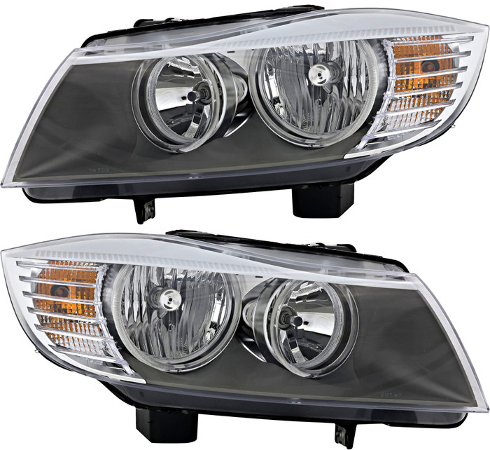 2009-2011 BMW 3 Series Headlights Driver Left and Passenger Right Side Halogen