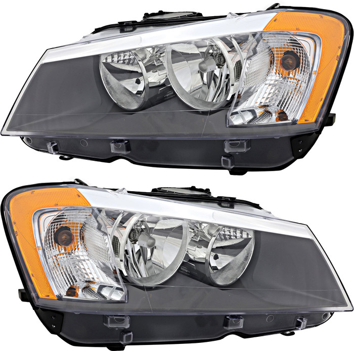 2011-2014 BMW X3 Headlights Driver Left and Passenger Right Side Halogen