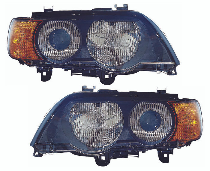 2000-2003 BMW X5 Headlights Driver Left and Passenger Right Side HID/Xenon Yellow Turn Indicator