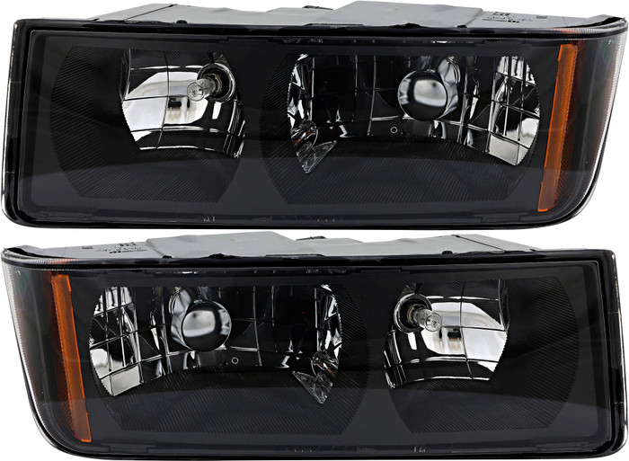 2002-2006 Chevrolet Avalanche Headlights Driver Left and Passenger Right Side Halogen