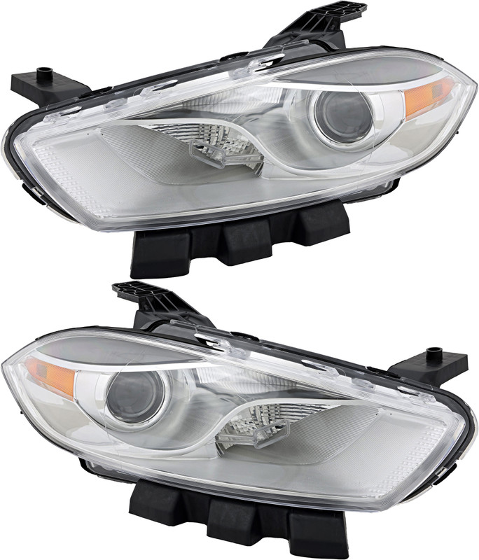 2013-2016 Dodge Dart Headlights Driver Left and Passenger Right Side HID/Xenon Chrome Trim