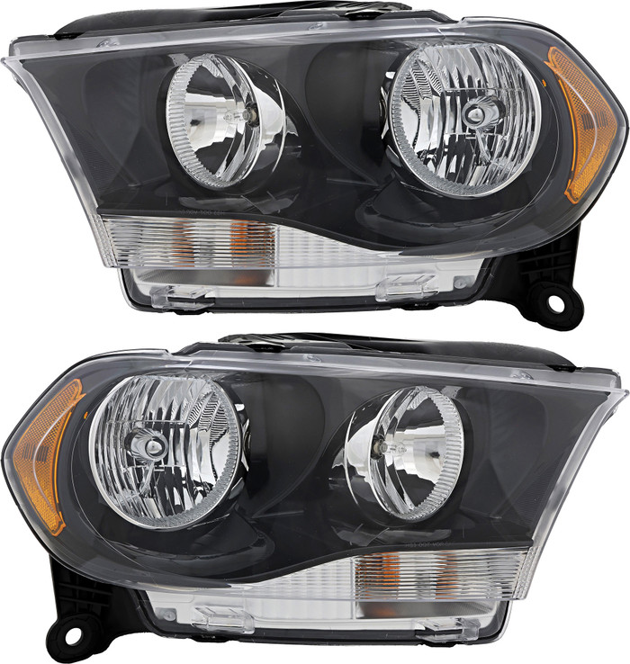 2011-2013 Dodge Durango Headlights Driver Left and Passenger Right Side Halogen Black Trim
