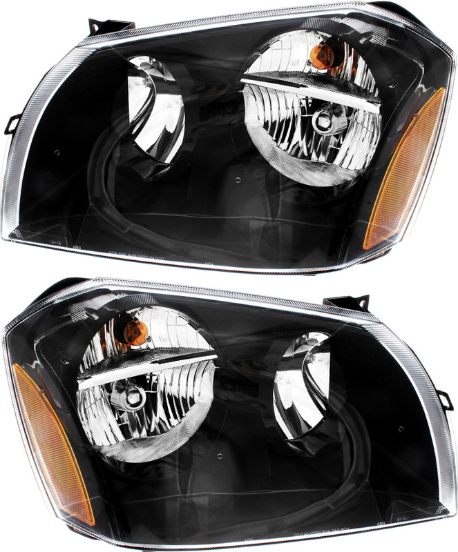 2005-2007 Dodge Magnum Headlights Driver Left and Passenger Right Side Halogen Black Trim