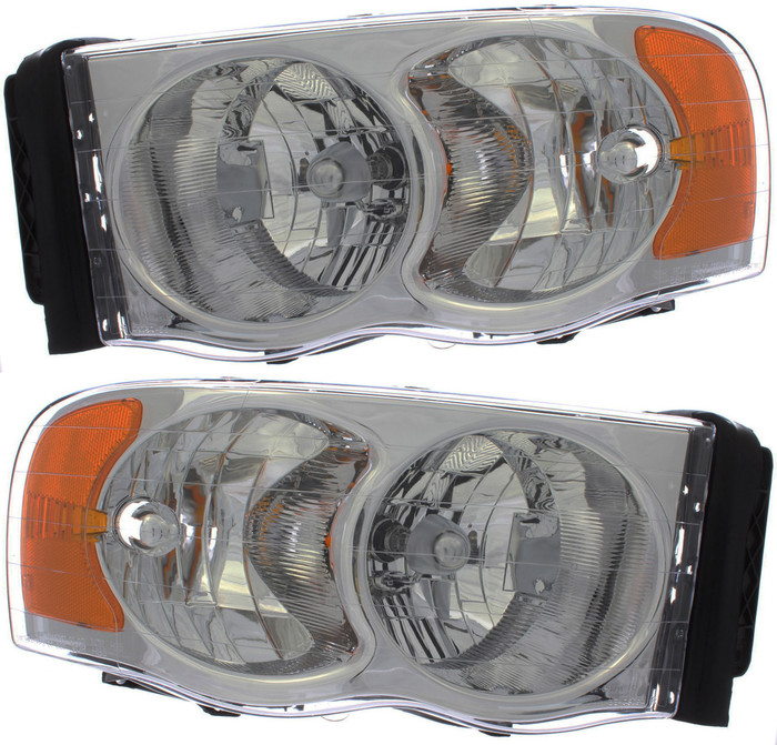 2002-2004 Dodge Ram 2500 Headlights Driver Left and Passenger Right Side Halogen